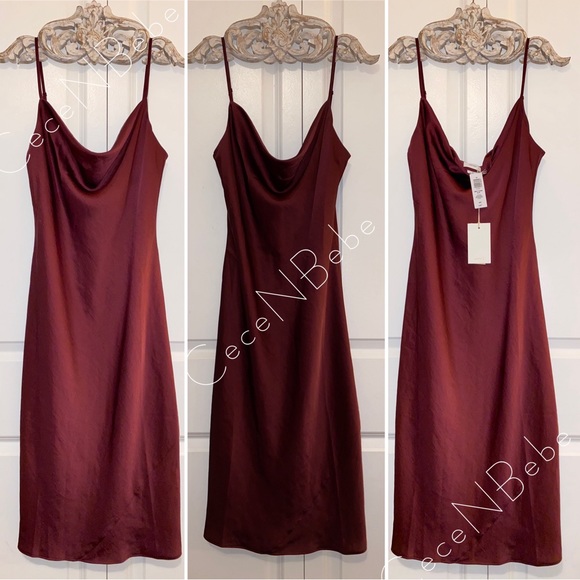❤️ ARITZIA Spiced Burgundy (Bordeaux Wine) - M - Only Cowl Slip - COWLNECK DRESS - Picture 5 of 16